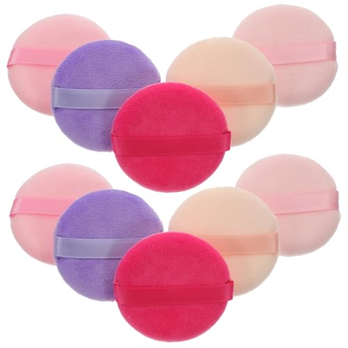 IWOWHERO Handmade Wide Ribbon Beauty Makeup Puff 2 Boxes of 5 Each Non-absorbent for Smooth Application Easy to Clean Color