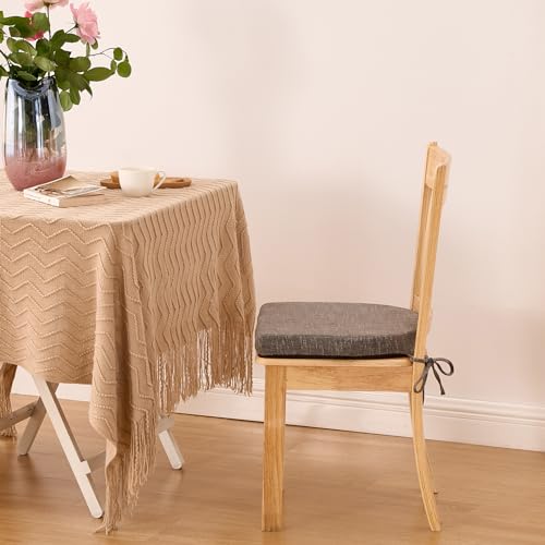 Image of IPYNBAP Chair Cushions for Dining Chairs, Kitchen Chair Cushions, 16'' x 16'' x 2'', Non Slip Indoor Seat Cushions, Chair Pads for Dining Chairs with Ties & Removable Cover, Set of 2, Dark Grey