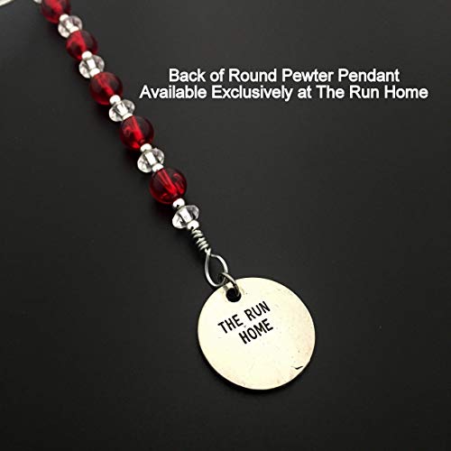 Run Round Ornament - Beaded Snowflake Christmas Ornament/Gift Tag With Round Pewter Run Pendant With Jewelry Box - Handmade With Red Vintage Beads #TOP4