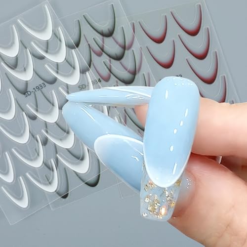 9 PCS French Tip Stickers for Nail Art, Gradient French