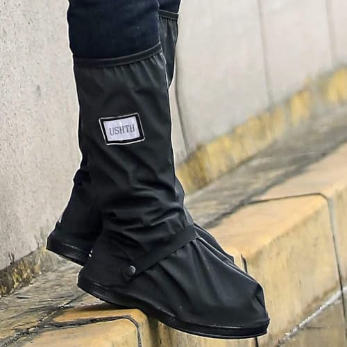 USHTH Black Waterproof Rain Boot Shoe Cover with reflector (1 Pair) Small