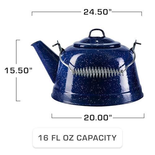 COLETTI Classic Camping Tea Kettle Stovetop — Travel Kettle, Compact Camp Tea Pot for Stove — Chipping-Resistant German-Imported Enamel Coating [Blue Enamel, 9 Cups] - image 3