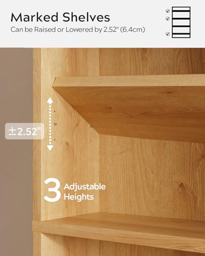 Image of EYYTHUNG Farmhouse 71 inch Tall Bookshelf Set of 2, Large Freestanding Wooden Open Bookcase with Adjustable Shelf, Wood Display Book Shelf for Living Room, Bedroom, Office, Library Natural Oak