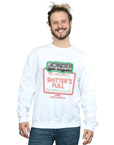 National Lampoon's Christmas Vacation Men's Greyscale No Vacancy Sweatshirt Medium White