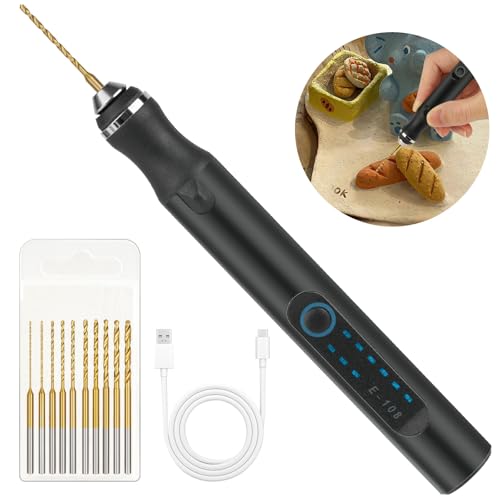 Ainiv 3-Gang-Elektro-Mini-Bohrstift, Wiederaufladbare DIY Handbohrer Elektrisch, Mini Bohrmaschine mit 10 kleine Bohrer, Mini Bohrer Set für Harz Schmuckherstellung Kunststoff Holz Leiterplatte Leder