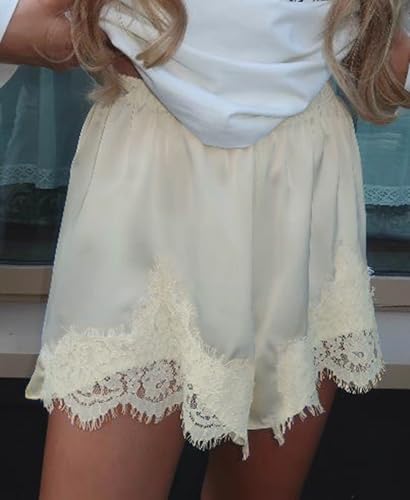 XBTCLXEBCO Satin Silk Shorts for Women Y2K Lace Trim Low Waist Pajama Bottoms Comfy Silky Lounge Shorts Pj Boxers Sleepwear2