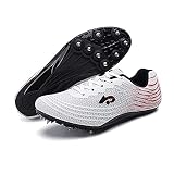 ZLZNX Spike Leichtathletik Herren Damen Mittelstrecken Laufschuhe 8 Nägel Unisex Leichtathletikschuhe rutschfeste Jugendsportschuhe,Weiß,40 EU