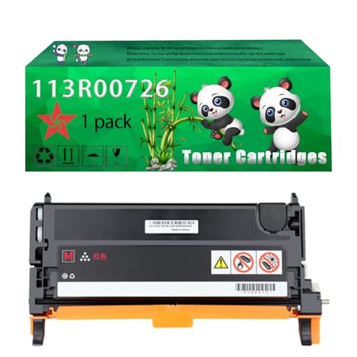 Replacement 113R00726 113R00725 113R00724 113R00723 Toner Cartridges Compatible for Xerox Phaser 6180 6180DN 6180MFP 6180N Printers, Up to 9000 Pages, Vivid Colors, Contains Chip (1 Pack Magenta)