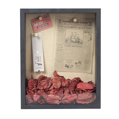 Image of Shadow Box Frame 8x10 Shadow Box Display Case with Linen Back of Awards Memorabilia Flower, Pictures, Keepsakes、Bouquet、Medals and More Photos Memory Box Black
