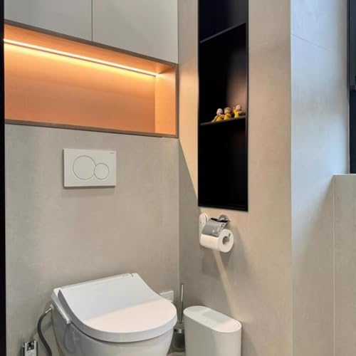 Duschablage aus Edelstahl, wasserdicht, zur Wandmontage, Einbauregal: LED-Duschablage, Edelstahl-Badezimmerregal zum Einbau, keine Fliesen erforderlich, große Kapazität, Wandregal für Toilet