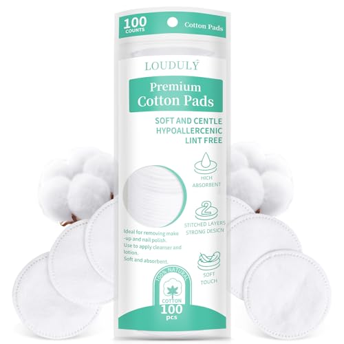LOPHE Wattepads Rund, 100 Stück Wattepads zum Abschminken, Extra Weiche und Fusselfreie Baumwollpads, Doppelseitig Erhältlich, für Make Up, Salon, Lotion LOPHE Wattepads Rund, 100 Stück Wattepads zum Abschminken, Extra Weiche und Fusselfreie Baumwollpads, Doppelseitig Erhältlich, für Make Up, Salon, Lotion