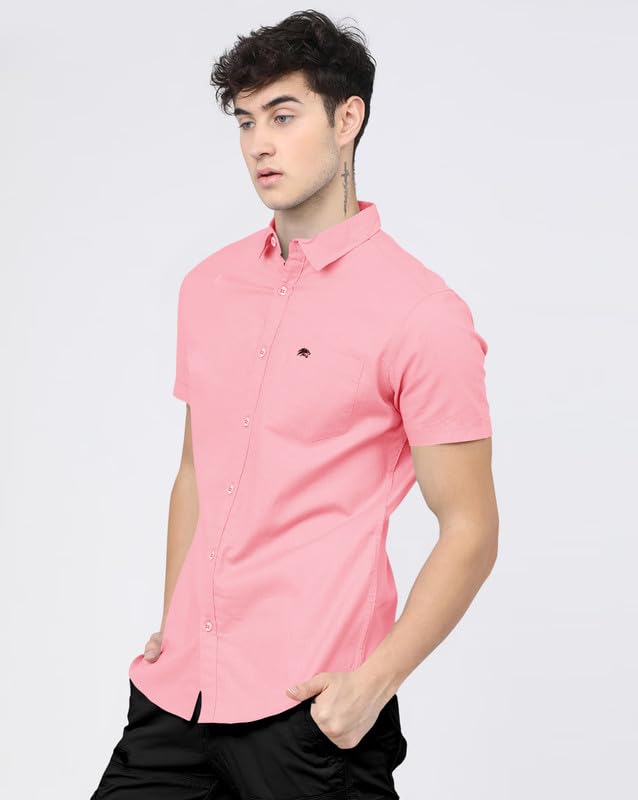 Image of BRUCEWANE Men's 100% Cotton Half Sleeve Shirt