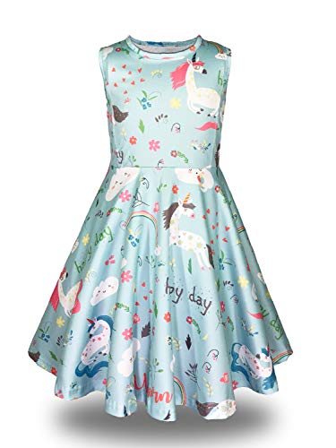Minilove Gilrs Unicorn Rainbow Dress(6,Unicorn)