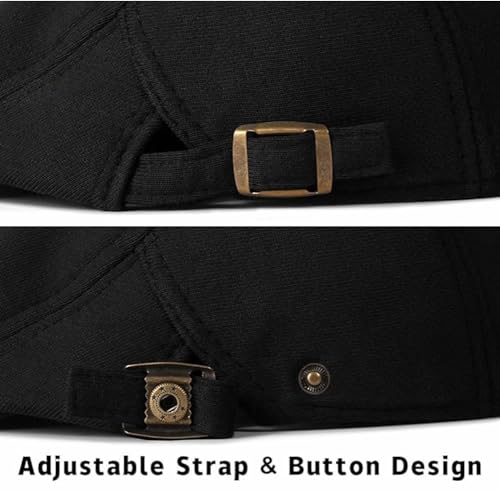 Image of Quanhaigou Men's Cotton Flat Ivy Gatsby Newsboy Driving Hat Adjustable Irish Cabbie Ivy Driving Hunting Cap
