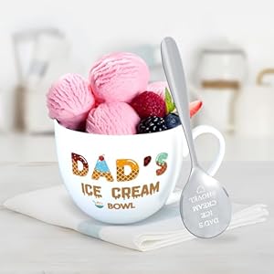 peony man Gifts for Dad Ice Cream Bowl and Spoon Set 20 Oz Ice Cream Cereal Bowl with Shovel Set Father’s Day Gift Dads Ice Cream Gift from Daughter Son for Fathers Day Birthday Christmas