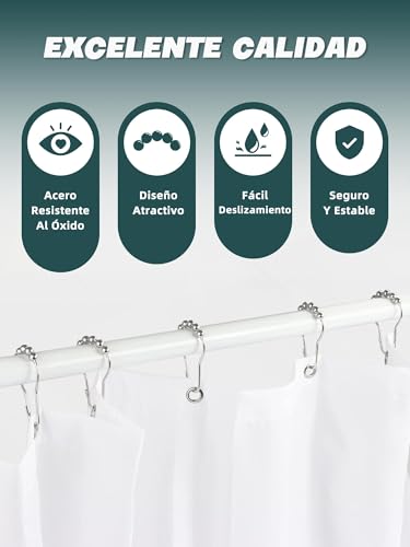 La Mejor Lista de Cortinas, ganchos y revestimientos de ducha más recomendados. 17 Imagen adicional