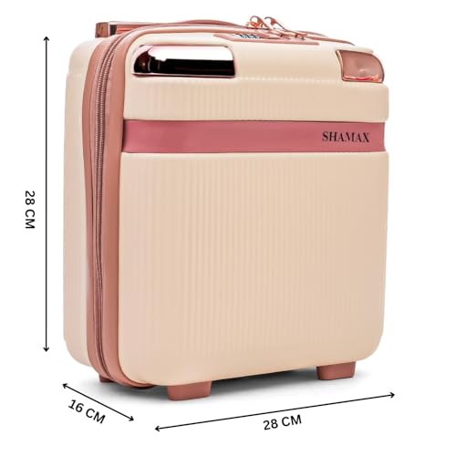 Image of Shamax Vanity Box Organiser Case (Waterproof) ABS (Travel-Friendly) Stylish Cosmetic Storage Box for Jewellery, Skincare & Beauty Storage Travel Cosmetic Case (28x16.5x30 cm) (Beige752)