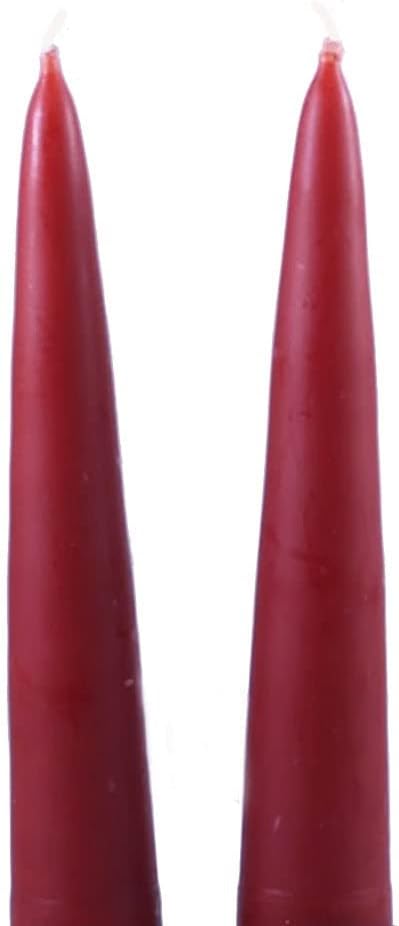 Traditional Danish Style Pointed 17 Inch Dripless Taper Candles - 2 Pairs (Wine Red)