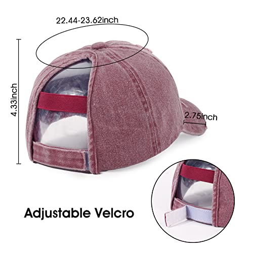 Image of HH HOFNEN Ponytail Hat for Women Washed Distressed Baseball Cap Ponycaps