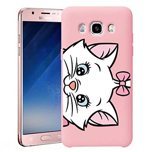 Yoedge para Samsung Galaxy J7 2016 Funda, Ultra Slim Funda de Silicona Rosa Pink con un Suave Diseño de Dibujos Animados Patrón 360 Bumper Girl Women Case para Samsung Galaxy J7 2016, Gato