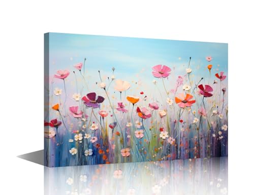 Toile florale de 91,4 cm avec cadre bois pour décoration de chambre