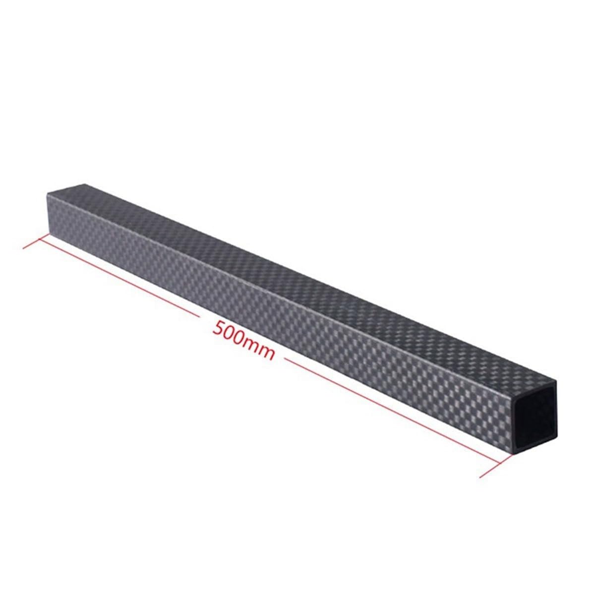 Kwadratowa rura z pełnego włókna węglowego 3K, długość 500 mm, płócienna, matowa, do drukarki 3D, 1 sztuka (17x17x15mm)