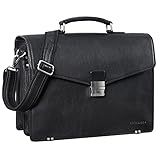 Abmessungen (LxBxH): 40 x 32 x 14,5 cm | Modell: Cosmos | Gewicht: 1600 Gramm | Material: Rindsleder | Hersteller: STILORD | Kompatibilität: Gepolstertes 14 Zoll Laptopfach (36 x 24 cm) | 15,6 Zoll Laptops im ungepolsterten Hauptfach