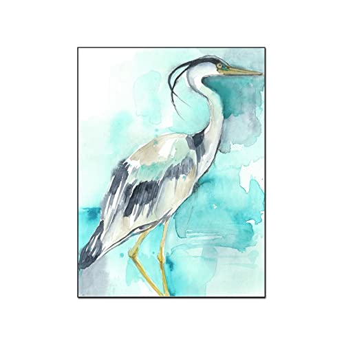 Posters Watercolor Blue Heron Wall Art Coastal Bird Painting Coastal Wall Art Canvas Wall Art Prints For Wall Decor Room Decor Bedroom Decor Gifts 20X26Inch(51X66Cm) Frame-Style #TOP26
