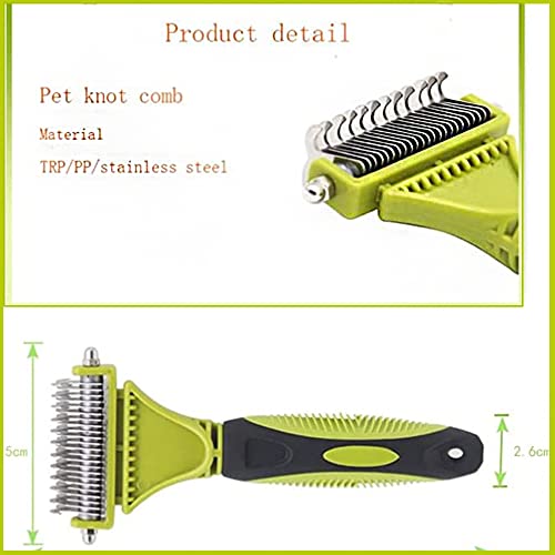 Pet Grooming Rake Stainless Dematting Brush Deshedding Detangling Matted Tool Double Sided Green Undercoat Comb w/Non Slip Handle for Dogs and Cats Pet Grooming Rake Stainless Dematting Brush Deshedding Detangling Matted Tool Double Sided Green Undercoat Comb w/Non Slip Handle for Dogs and Cats