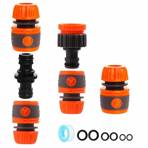 Garden Hose Connectors and Fittings Set - Outside Tap to Hose Adapter Double Male Fittings for 3/4 and 1/2 Tap