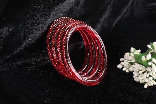 Image of NMII Glass Golden Zircon Stone & Kundan Beads Kada Set For Women & Girls | Fancy Design Kada Bangles | Traditional Look Kangan | Glass Bangles For Women Wedding, Party, Function, Daily use