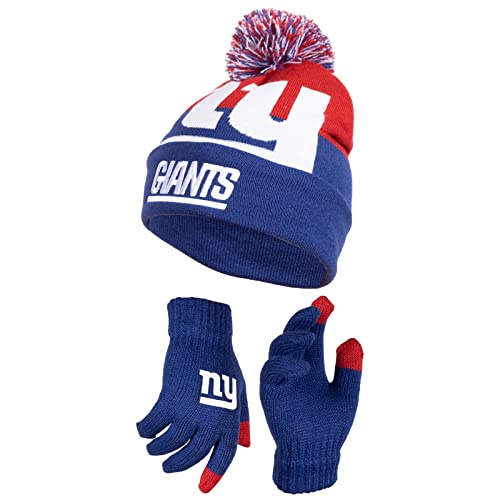 Ultra Game Youth NFL Official Super Soft Winter Beanie Knit Hat With Extra Warm Touch Screen Gloves