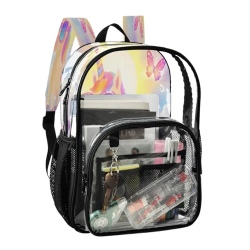 ALAZA Unicorn Butterfly Bubble Animal Clear Backpack PVC Transparent Bookbag Heavy Duty for Student Boy Girl Kids Adult School Travel Work2