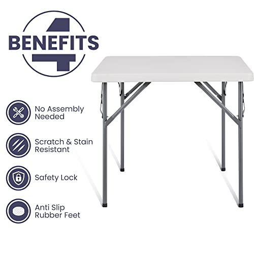Naomi Home 5 Piece Folding Table And Chair Resin Square Folding Card Table Foldable Plastic Table Portable Tables And Chairs Square Fold Up Table For Kitchen Dining Room Outdoor Camping – White #TOP5