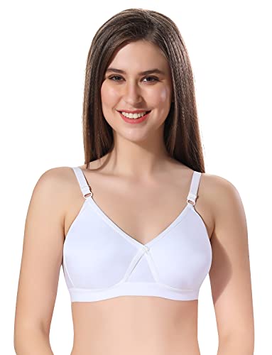 Image of Fabme Women's Cotton Seamless Non-Padded Non-Wired Bra, Cross Belt, Heavy Support, Double Layer Cups, Broad Elastic Bra