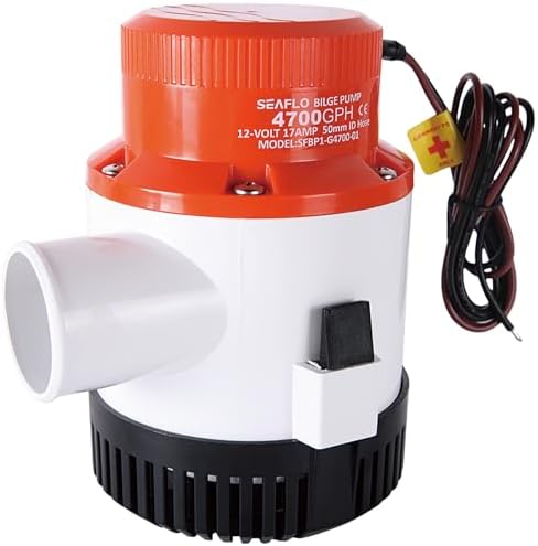 SEAFLO Bomba de sentina serie 01 4700 GPH - 12 V, 2 pulgadas, sumergible marina, protección antibloqueo de aire, base de colador a presión, certificados CE y Ro...