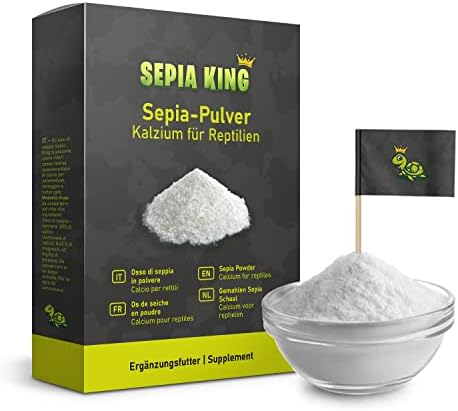 Sepia King - Sepia en polvo - Calcio para tortugas y gamuzas barbudas - Cáscaras de sepia molidas - Pienso polinizante y insectos - Cal forrajera y terrario de cal - 50 g