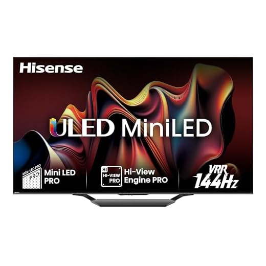 Hisense 55U7NQ 139cm (55 Zoll) Fernseher, 4K Mini LED ULED HDR Smart TV, Quantum Dot, 120Hz/ 144Hz VRR, HDMI 2.1, Game Mode Pro, Dolby Vision IQ & Atmos, Bluetooth, Alexa Built-in, Anthrazit, [2024]