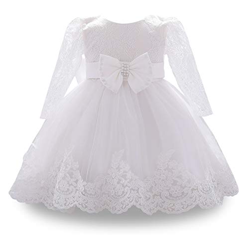 HIHCBF Baby Girls 1st Birthday Cake Smash Christening Dress Princess Bowknot Long Sleeve Lace Wedding Baptism Tutu Ball Gown3