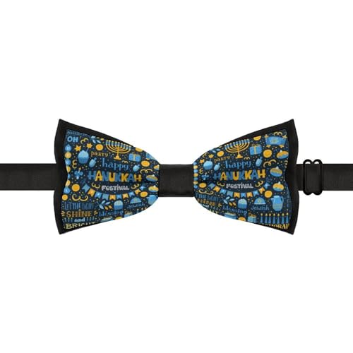 GoasNei Happy Hanukkah Jewish Chanukah Holiday Bow Tie for Men Adjustable Necktie Funny Tie Neck Ties for Weddings Party