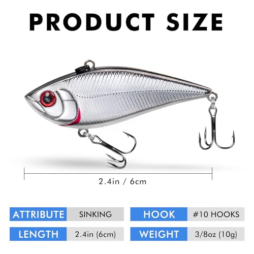 Image of TRUSCEND Easy Catch Crankbait with BKK Hooks, Shallow or Deep Diving Crank Bait Fishing Lures for Bass Pike Walleye, Unipue Wobble Design for More Bites, Vibe Lipless Crankbaits Freshwater Saltwater