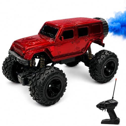 Image of Big Red Remote Control Car Toy | Thar Roxx | Smoke and LED Light | Monster Truck Remote Control 4x4 | Rechargeable Car | 2.4G Remote Control | High Speed | 100m Range | Birthday Gift for Kids