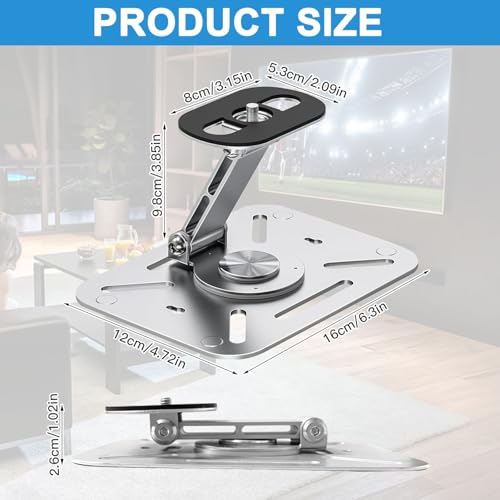 Beamer Wandhalterung, 360° Drehbare Beamer Ständer, Desktop Projektorhalterung, Projektor Halterung, Beamer Deckenhalterung Silber mit 1/4’’ Schraubschnittstelle für Heimkino, Spielzimmer, Büro