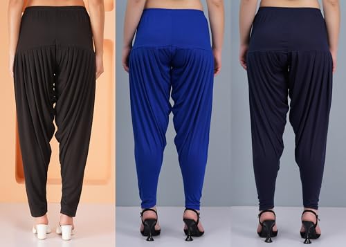 Image of Buy That Trendz Combo Offer (Pack of 3) Cotton Viscose Lycra Dhoti Patiyala Salwar Harem Bottoms Pants for Womens (White, Maroon, Black)