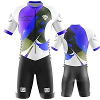 Tuta Da Triathlon A Maniche Corte Da Uomo, MTB Body Trisuit Cycling Skinsuit With Gel Pad Per Nuoto - 10