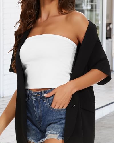 Summer Tube Tops Basic Crop Tops for Women Strapless Tank Casual Tunics Sexy Short Shirts4