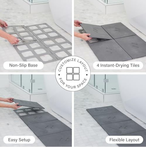 Dorai Home Stone Bath Mat for Bathroom | Quick-Drying Diatomaceous Earth Shower Mat, Non-Slip Natural Stone Modern Bathroom Rugs, Customizable Design | Slate, Large - 32.1" x 22.8" x 0.6" by Dorai - Image 5