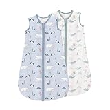 Yukkidds Schlafsack Baby Sommer 100% Baumwolle Sommerschlafsack 0.5 Tog 12-18 monate Kinder Schlummersack für kleine Jungen und Mädchen 2 Pack Blauer Delfin