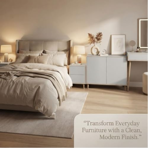 Image of WISDOM Light Grey Matte Self Adhesive Waterproof Bubble Free Wallpaper for Wall, Furniture, Kitchen Cabinet, Wardrobe, Table and DIY Home Decor (20X48 in)
