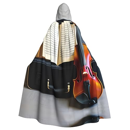 BrUgui - Capa de violín y libro con capucha para mujeres y hombres, disfraz de capucha para Halloween, fiestas con capucha y capa de cosplay
